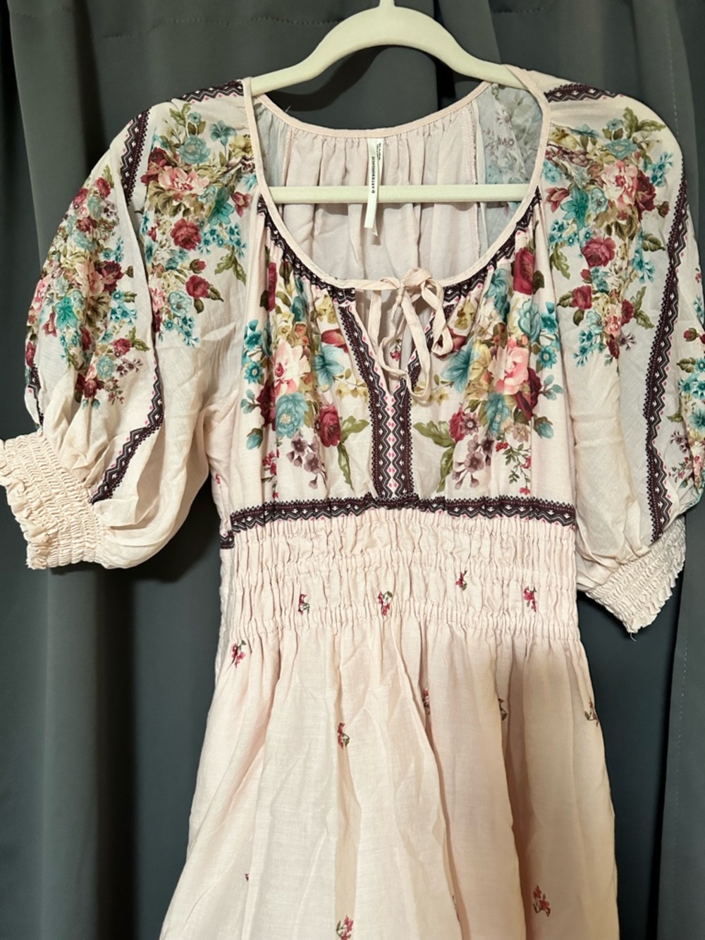 Anthropologie Boho Floral Smocked Waist Women’s Dress - Pink